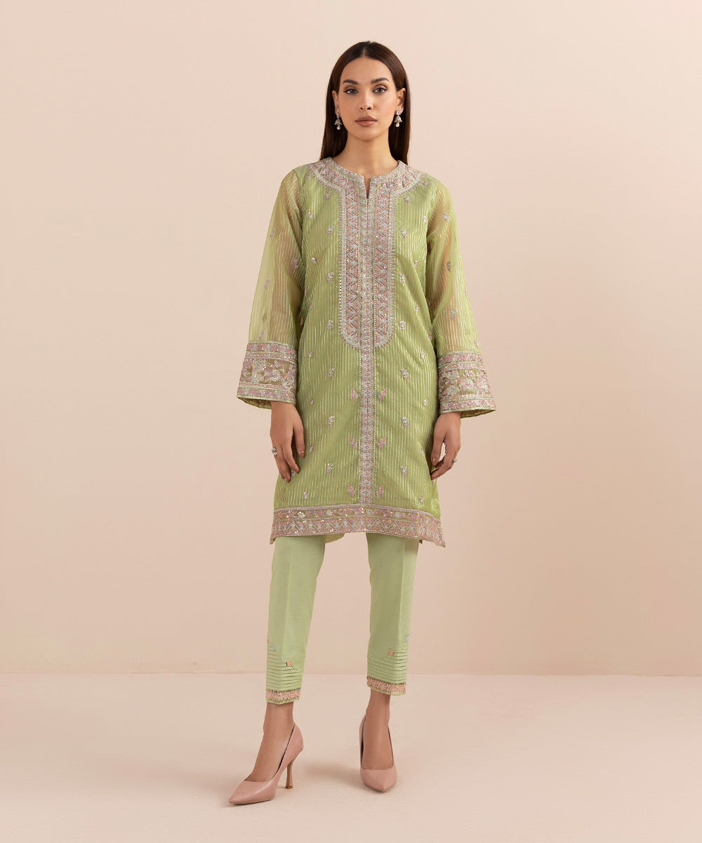 Sapphire - Embroidered Zari Organza Shirt