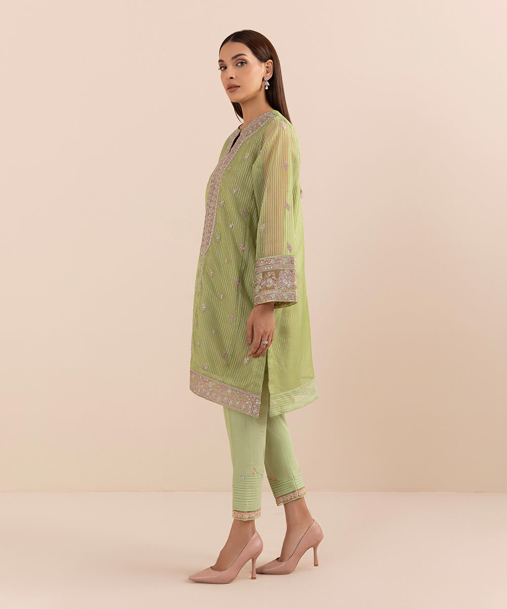 Sapphire - Embroidered Zari Organza Shirt