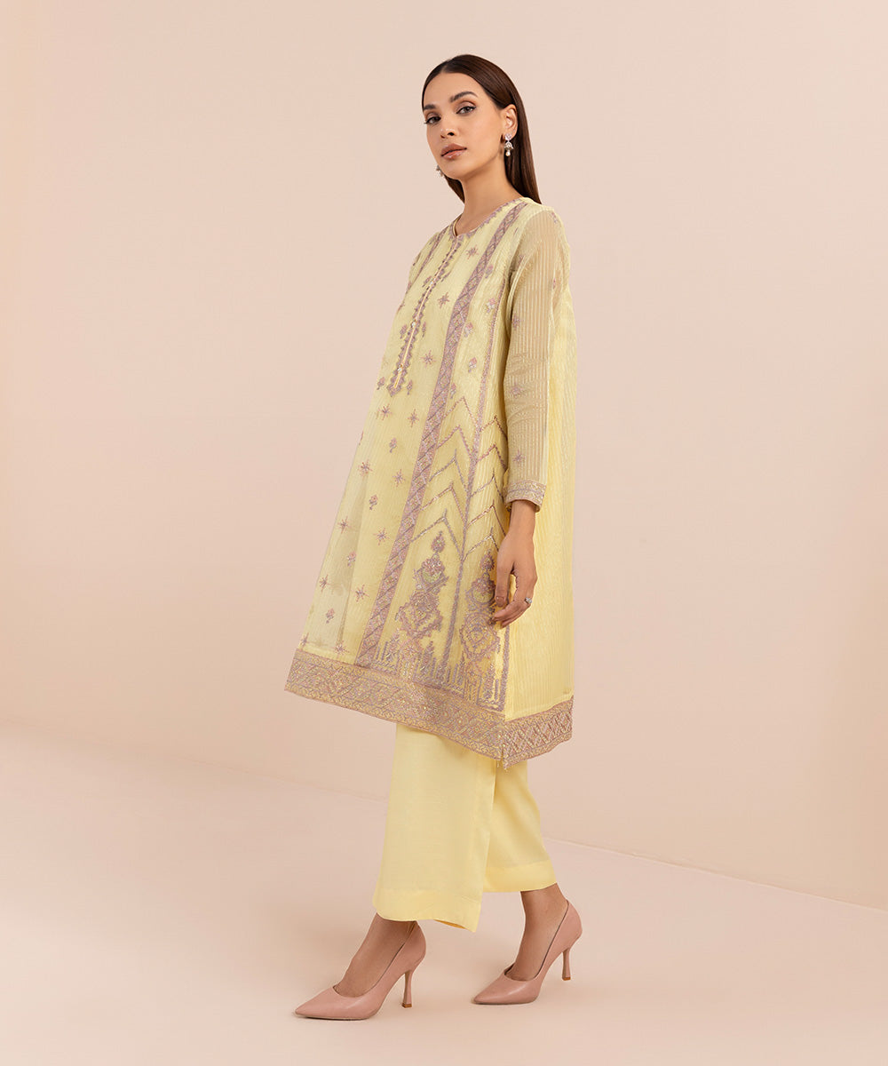 Sapphire - 2 Piece - Embroidered Organza Suit