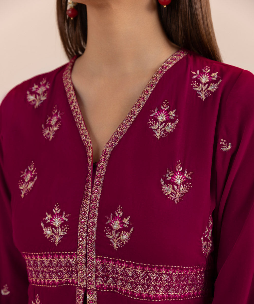 Sapphire - Embroidered Velvet Shirt