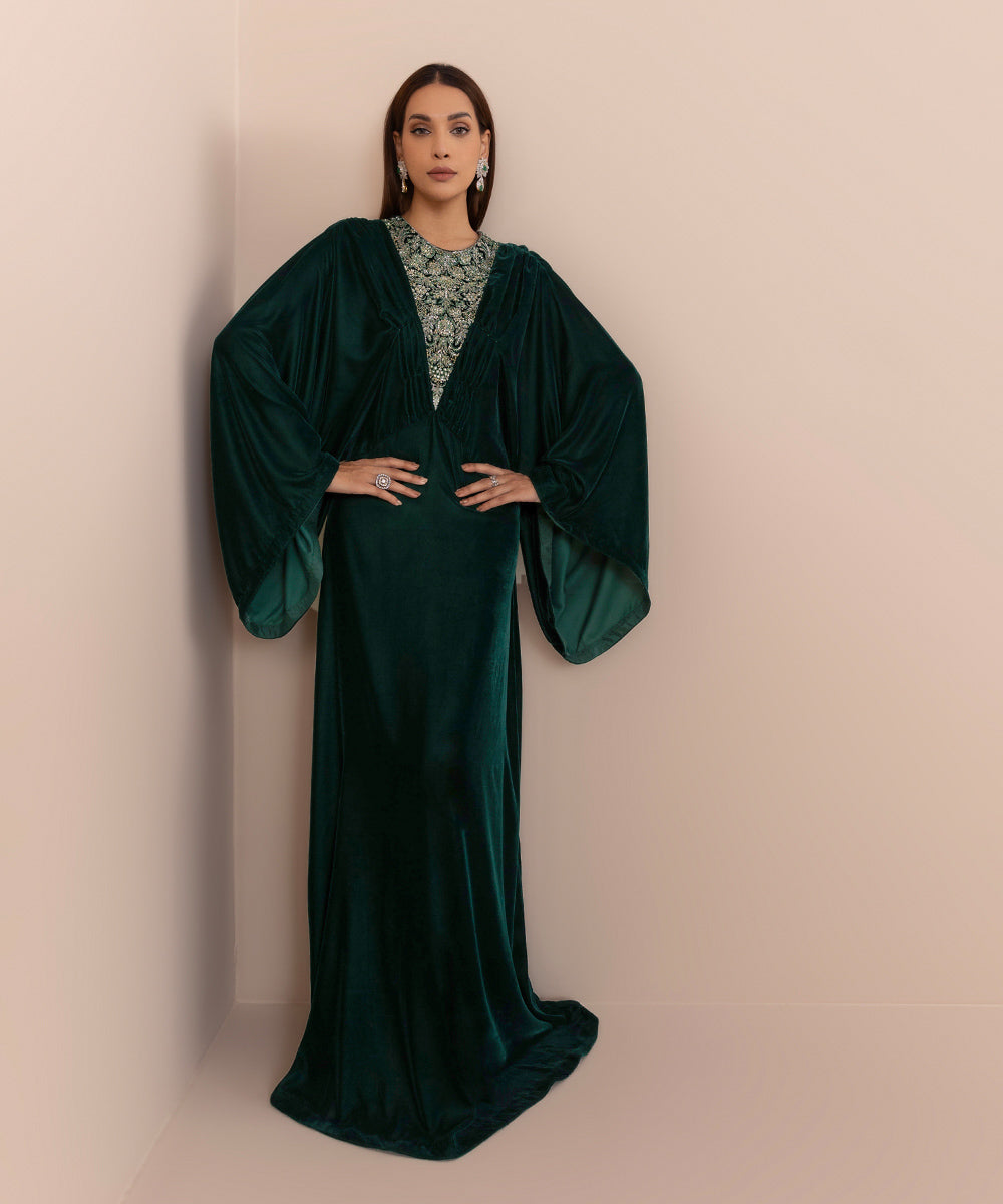 Sapphire - Embroidered Velvet Kaftan