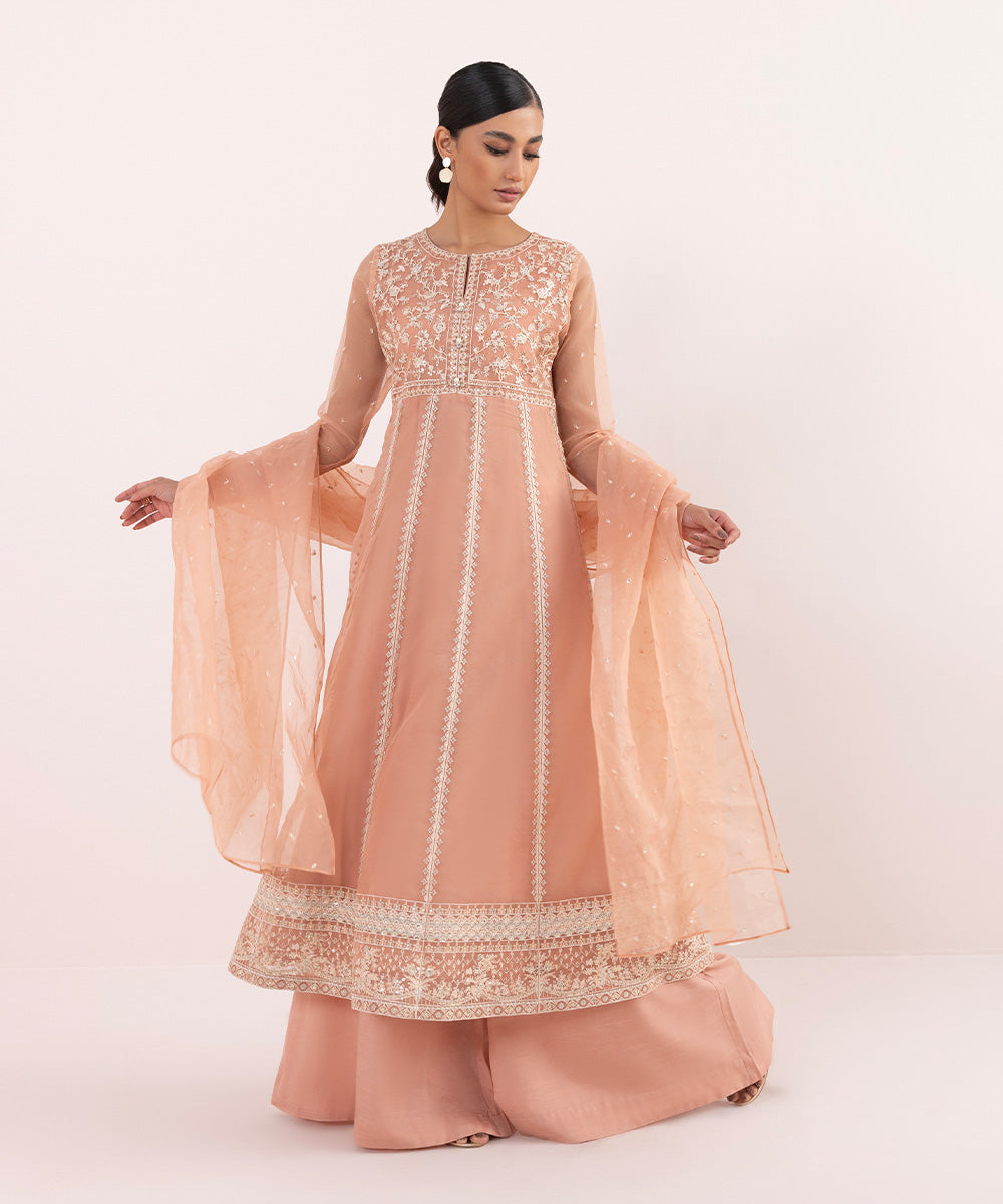 Sapphire - 3 Piece - Embroidered Organza Suit