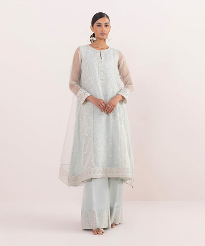 Sapphire - 2 Piece - Embroidered Organza Suit