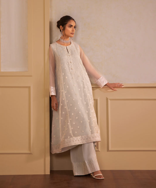 Sapphire - 2 Piece - Embroidered Organza Suit