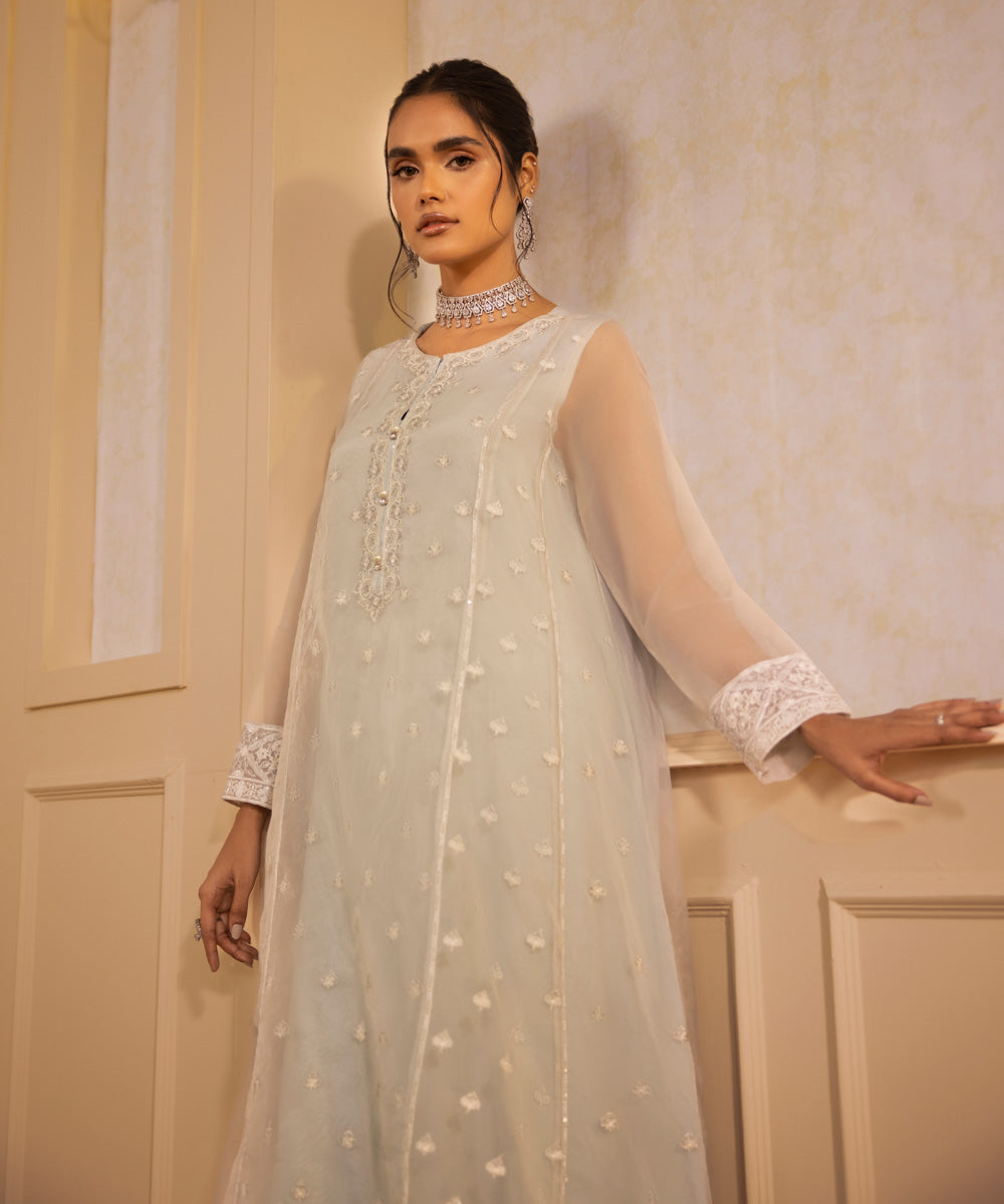 Sapphire - 2 Piece - Embroidered Organza Suit