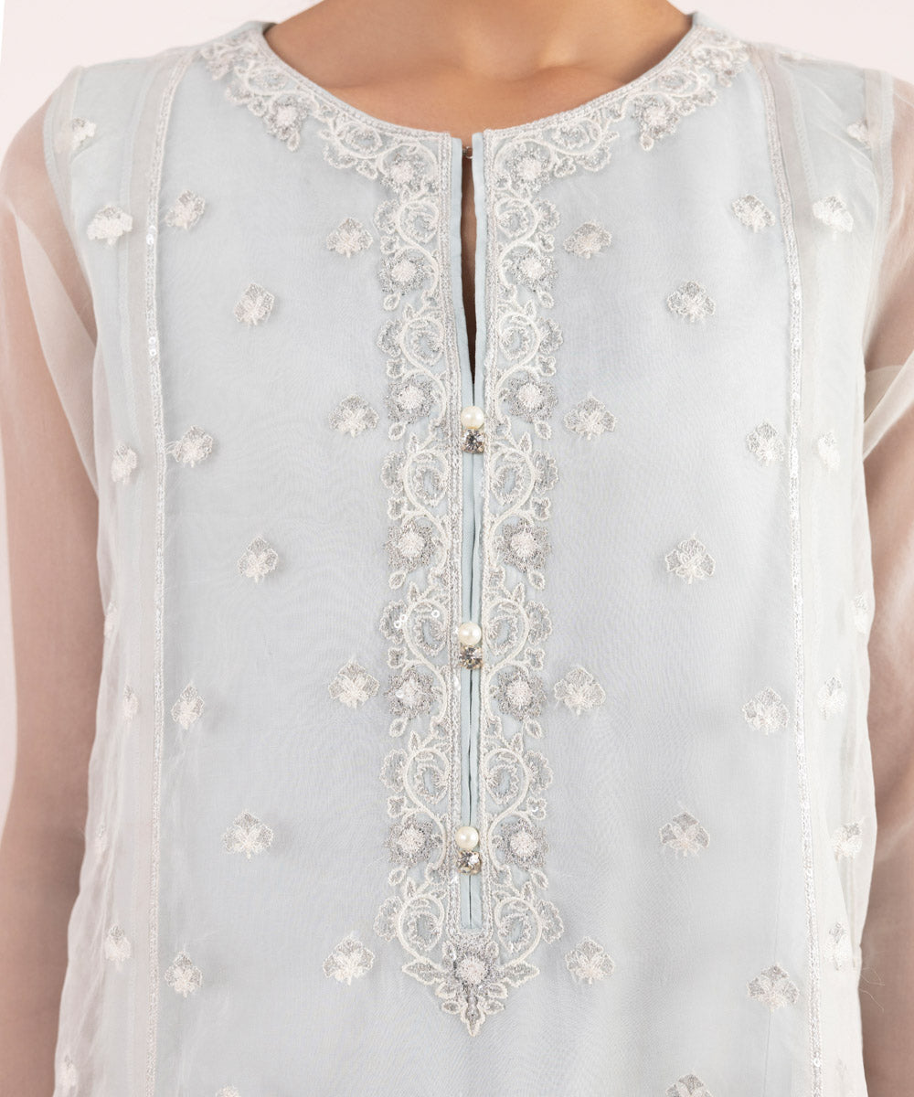 Sapphire - 2 Piece - Embroidered Organza Suit