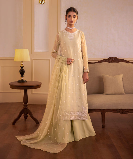 Sapphire - 3 Piece - Embroidered Organza Suit