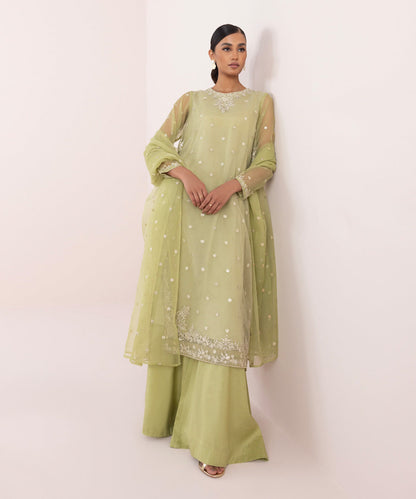 Sapphire - 3 Piece - Embroidered Organza Suit