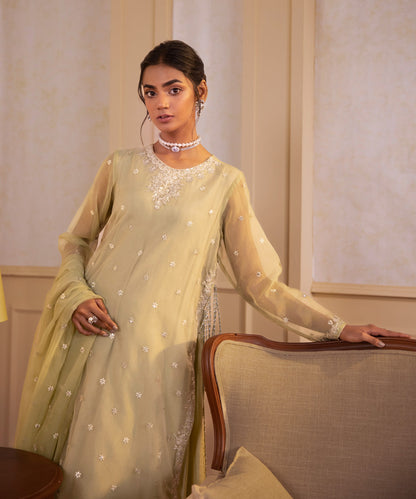 Sapphire - 3 Piece - Embroidered Organza Suit