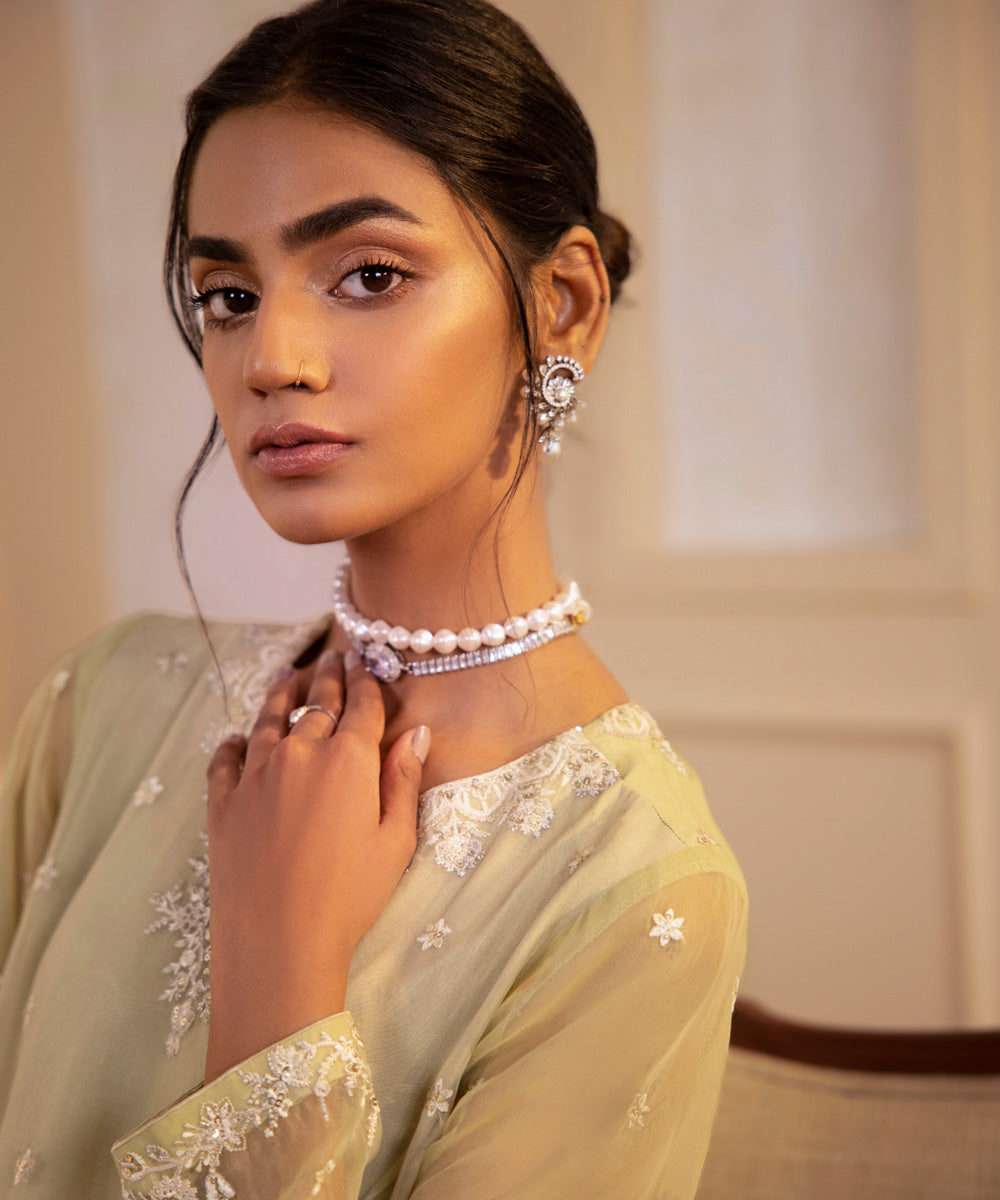 Sapphire - 3 Piece - Embroidered Organza Suit