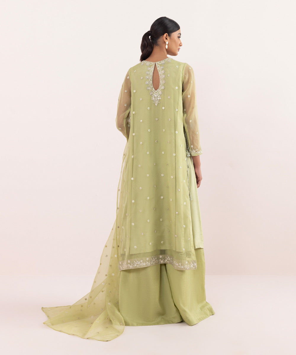 Sapphire - 3 Piece - Embroidered Organza Suit