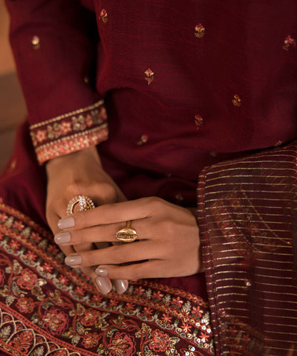 Sapphire - 3 Piece - Embroidered Raw Silk Suit