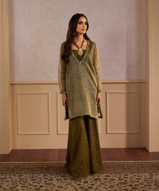 Sapphire - 2 Piece - Embroidered Zari Organza Suit