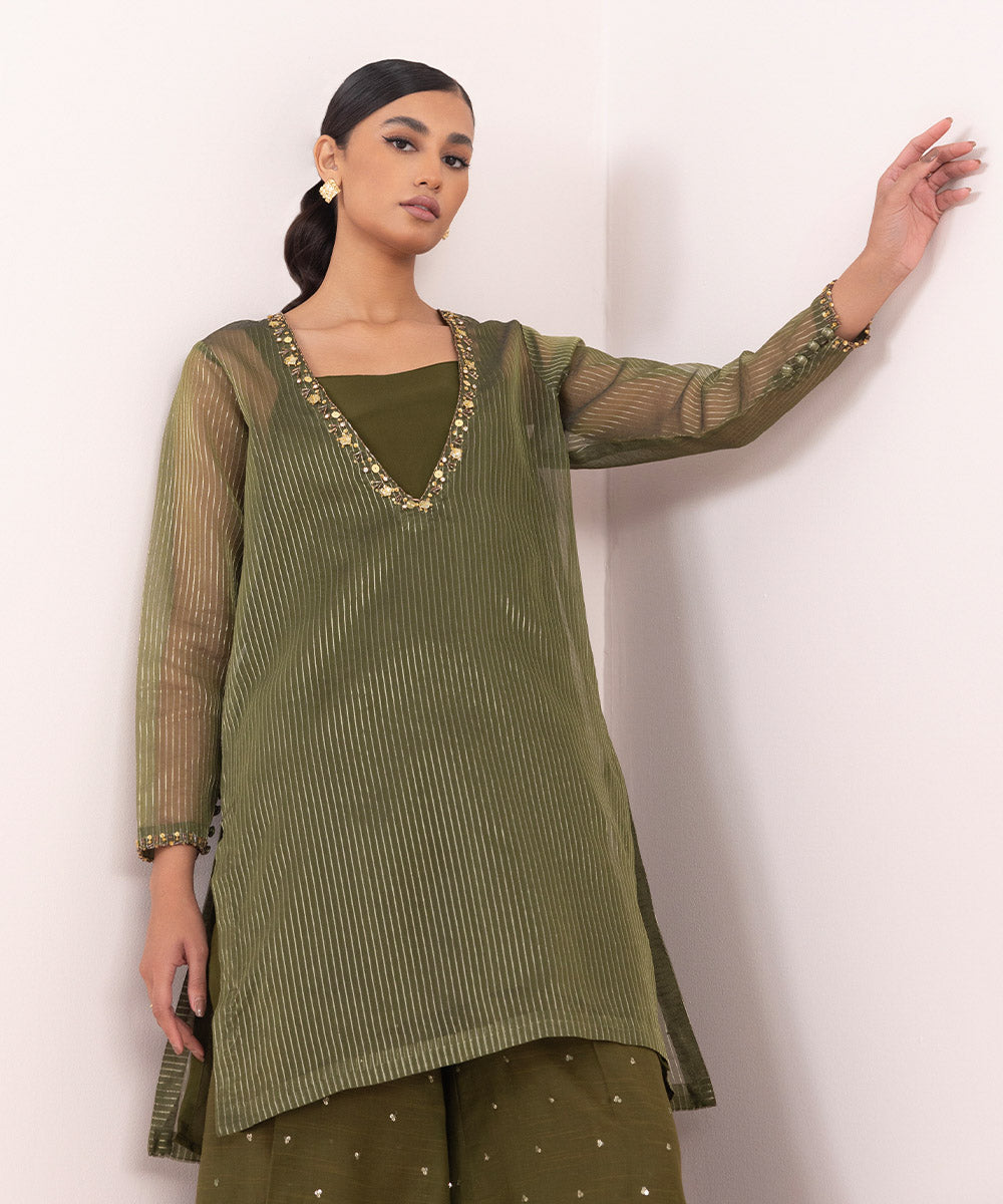 Sapphire - 2 Piece - Embroidered Zari Organza Suit