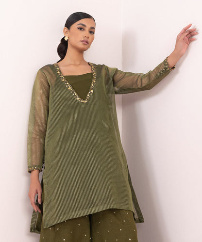 Sapphire - 2 Piece - Embroidered Zari Organza Suit