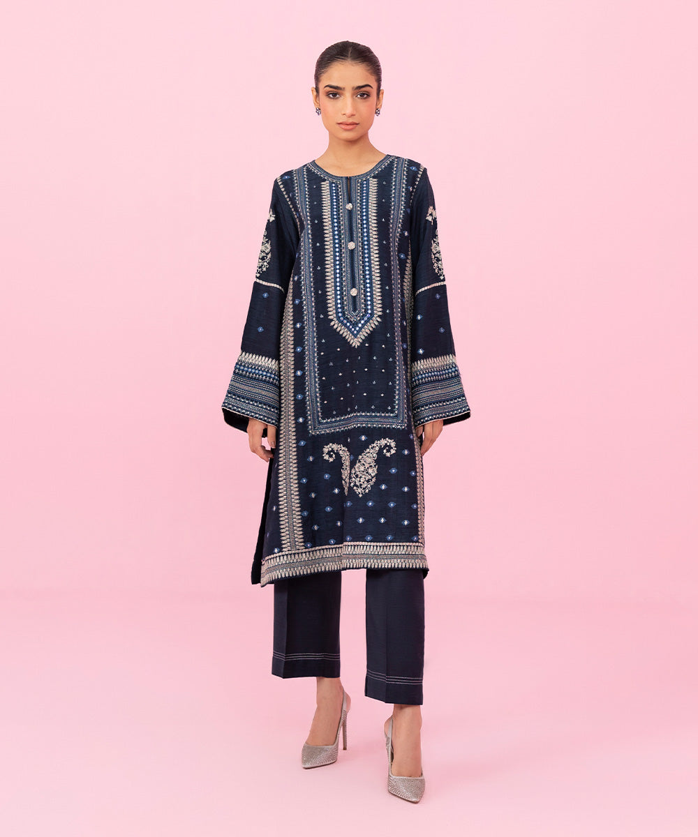 Sapphire - 2 Piece - Embroidered Raw Silk Suit