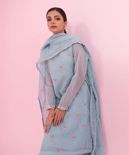 Sapphire - 3 Piece - Embroidered Karandi Suit