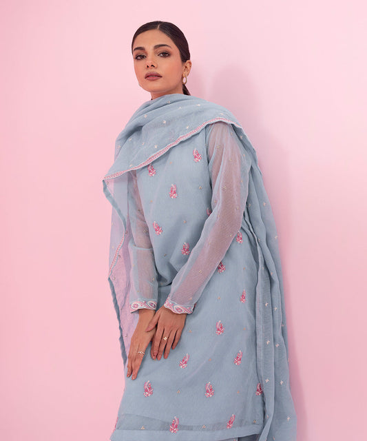 Sapphire - 3 Piece - Embroidered Karandi Suit