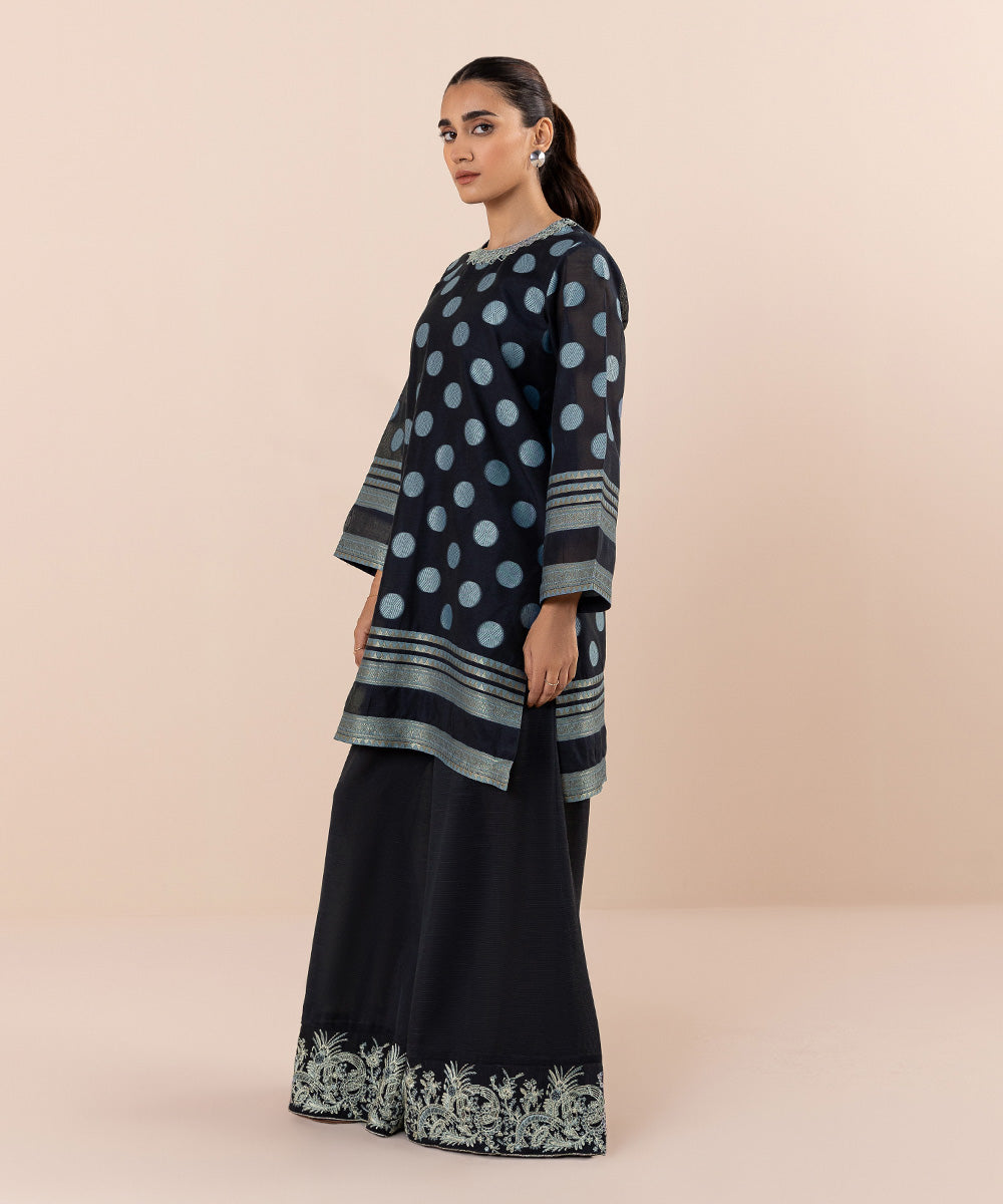 Sapphire - 2 Piece - Embroidered Kota Jacquard Suit