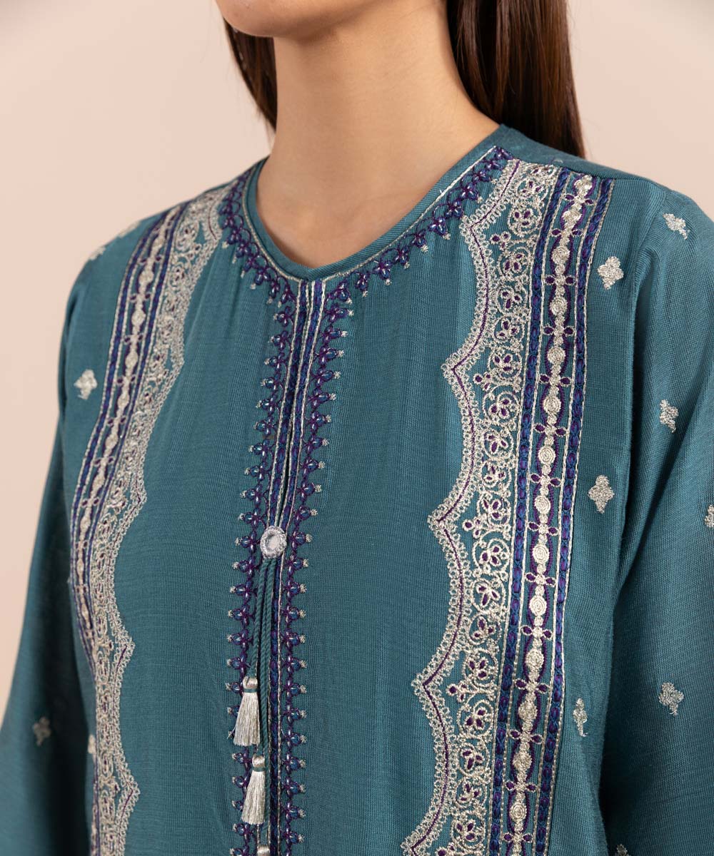 Sapphire - 3 Piece - Embroidered Cotton Net Suit