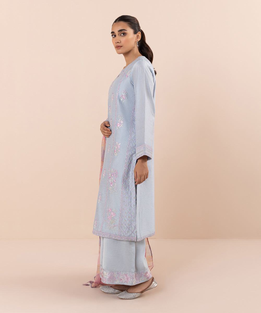 Sapphire - 3 Piece - Embroidered Cotton Net Suit