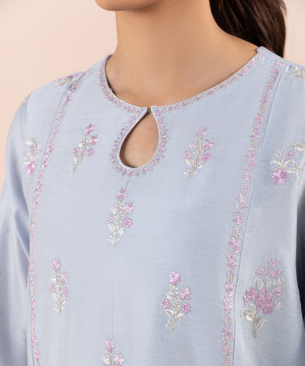 Sapphire - 3 Piece - Embroidered Cotton Net Suit