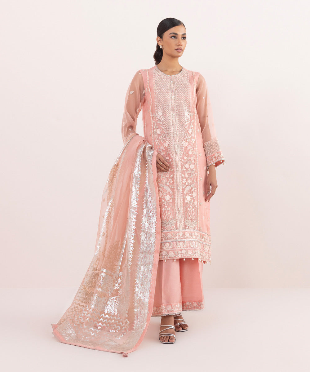Sapphire - 3 Piece - Embroidered Organza Suit