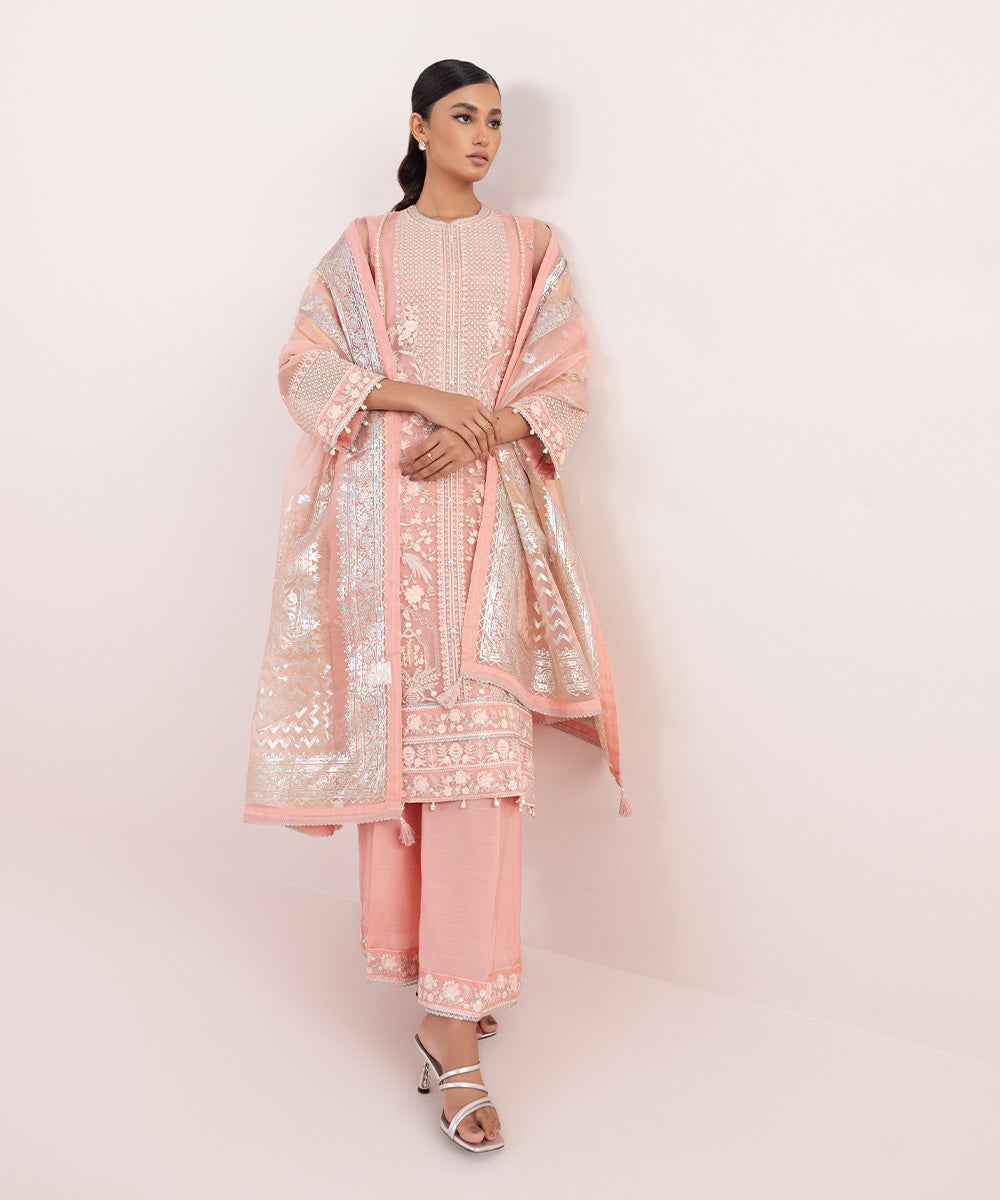 Sapphire - 3 Piece - Embroidered Organza Suit