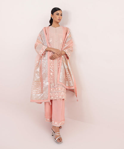 Sapphire - 3 Piece - Embroidered Organza Suit