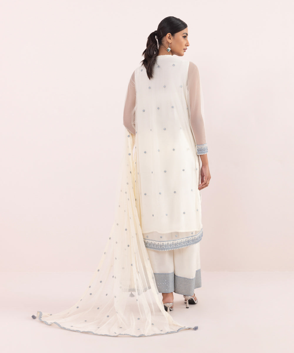Sapphire - 3 Piece - Embroidered Net Suit