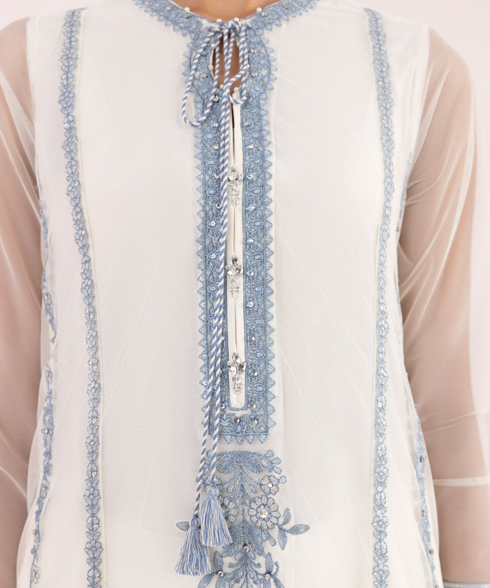 Sapphire - 3 Piece - Embroidered Net Suit