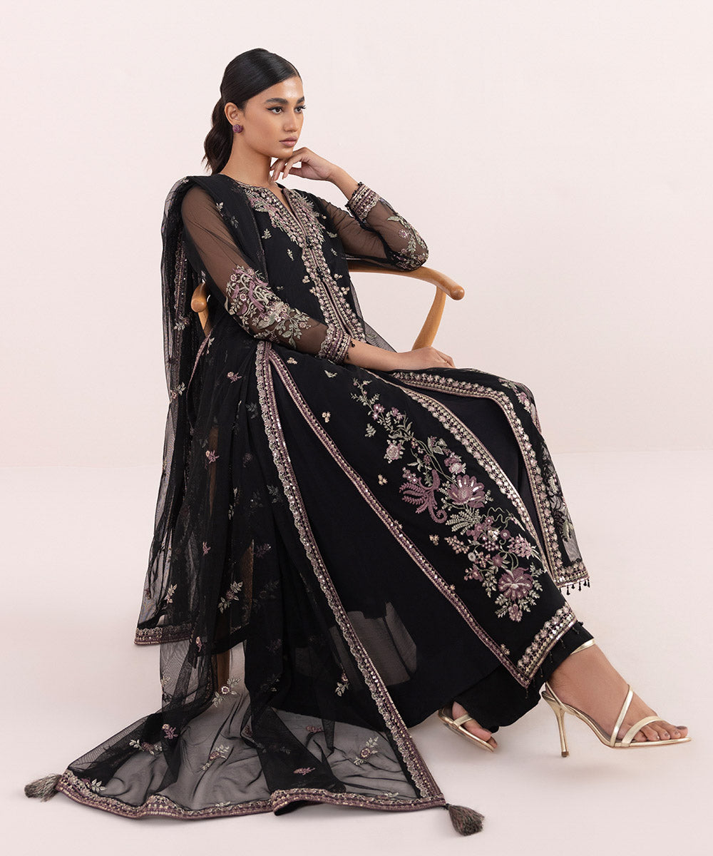 Sapphire - 2 Piece - Embroidered Net Suit