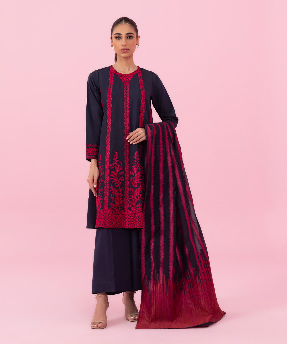 Sapphire - 2 Piece - Embroidered Raw Silk Suit