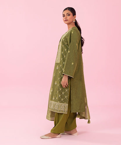 Sapphire - 3 Piece - Embroidered Raw Silk Suit