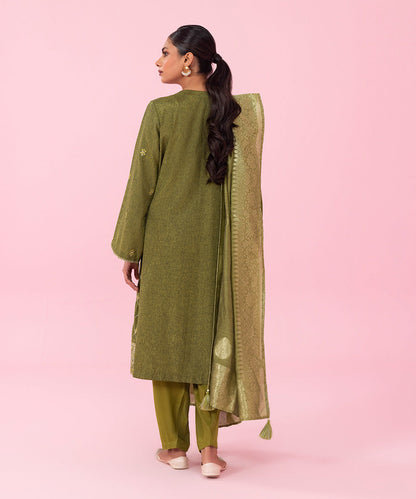 Sapphire - 3 Piece - Embroidered Raw Silk Suit
