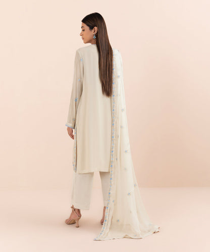 Sapphire - 3 Piece - Embroidered Chiffon Suit