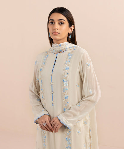 Sapphire - 3 Piece - Embroidered Chiffon Suit