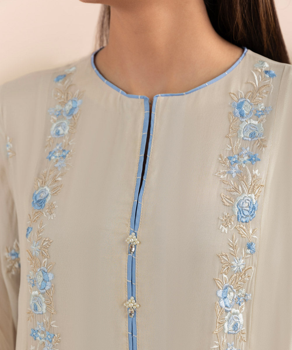 Sapphire - 3 Piece - Embroidered Chiffon Suit