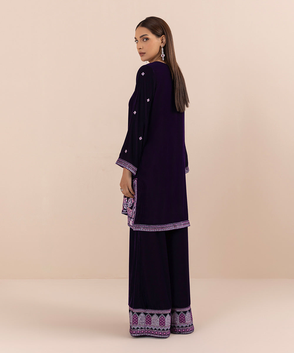 Sapphire - 2 Piece - Embroidered Velvet Suit