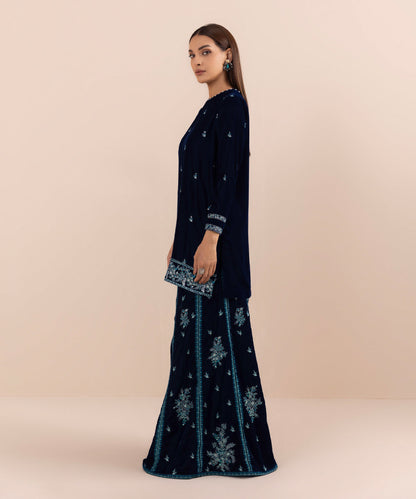 Sapphire - 2 Piece - Embroidered Velvet Suit