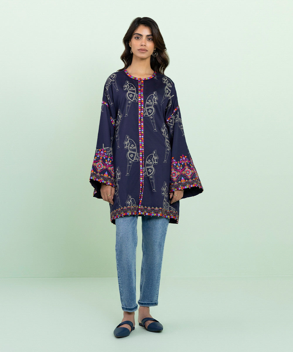 Sapphire - Embroidered Cotton Satin Jacket