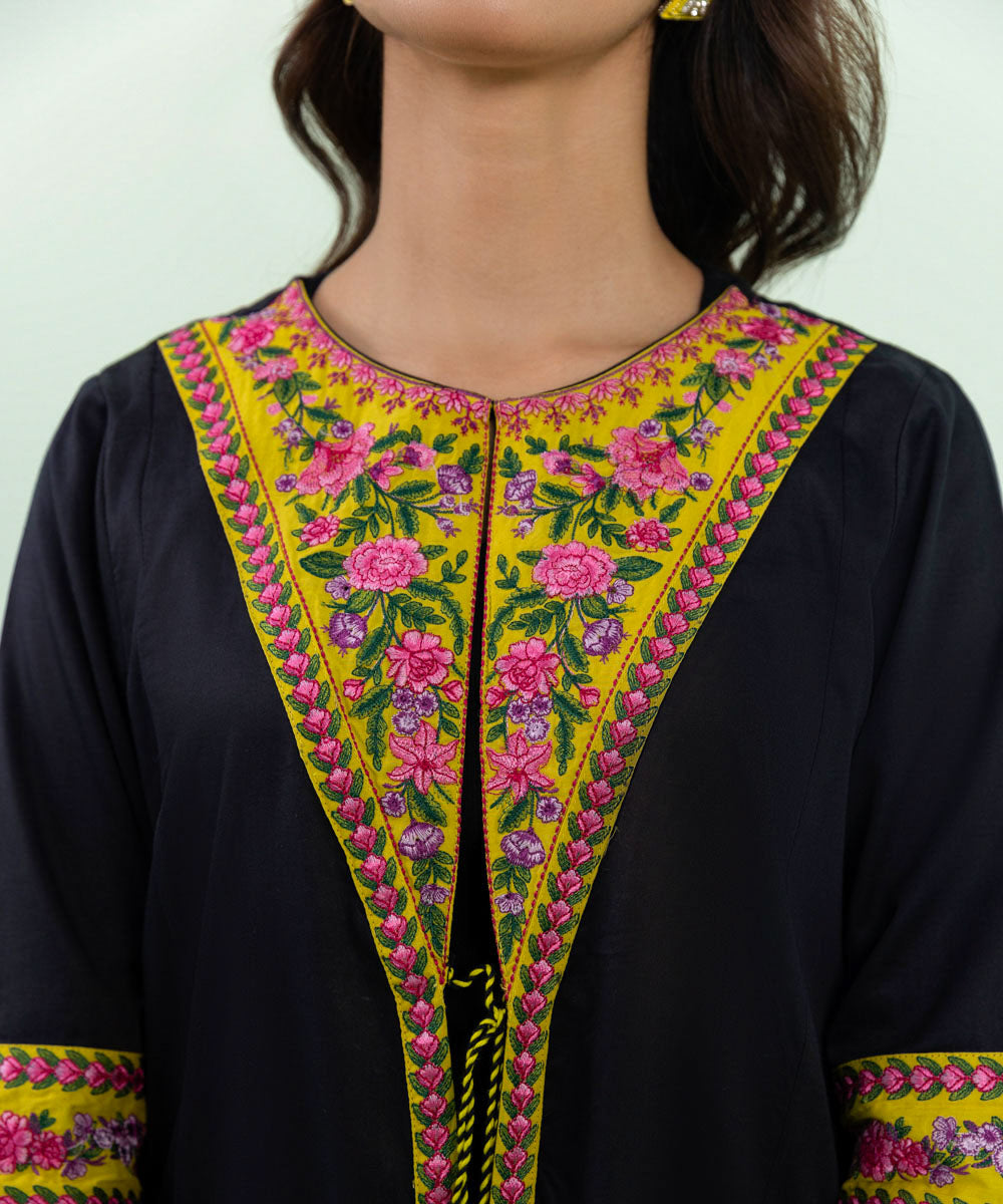 Sapphire - Embroidered Cotton Satin Jacket