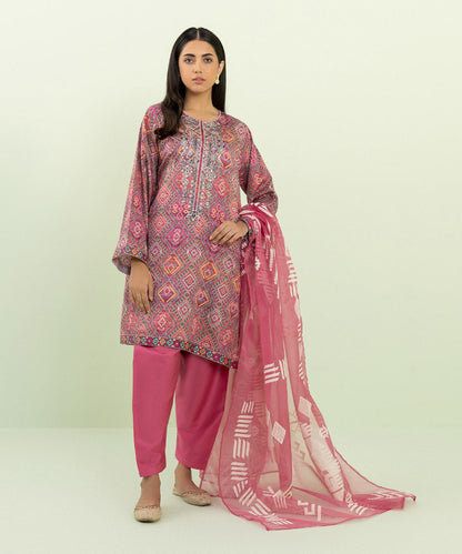 Sapphire - 3 Piece - Embroidered Cotton Satin Suit