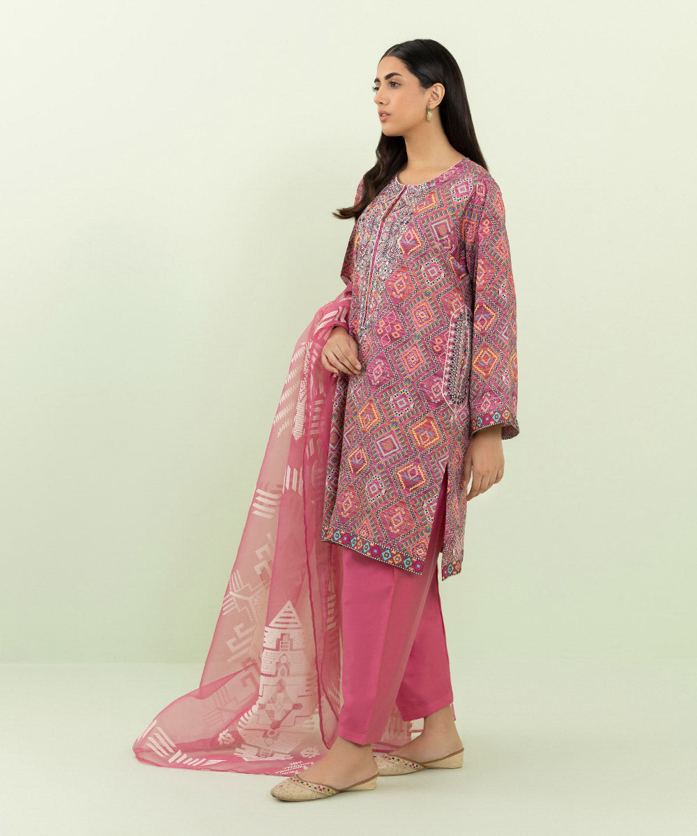 Sapphire - 3 Piece - Embroidered Cotton Satin Suit
