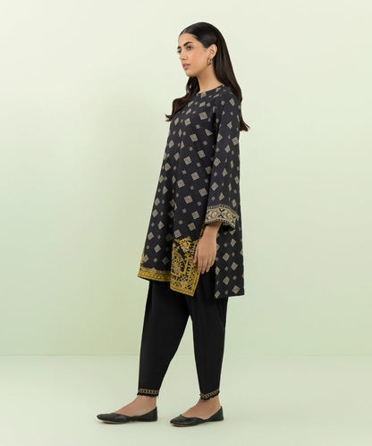 Sapphire - 2 Piece - Embroidered Cotton Satin Suit