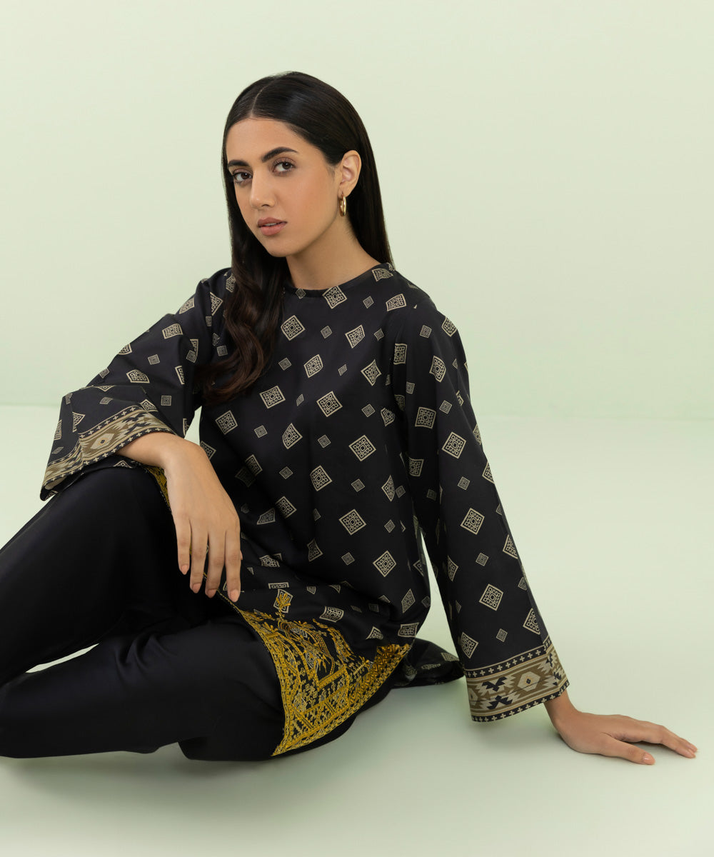 Sapphire - 2 Piece - Embroidered Cotton Satin Suit