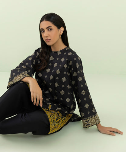 Sapphire - 2 Piece - Embroidered Cotton Satin Suit