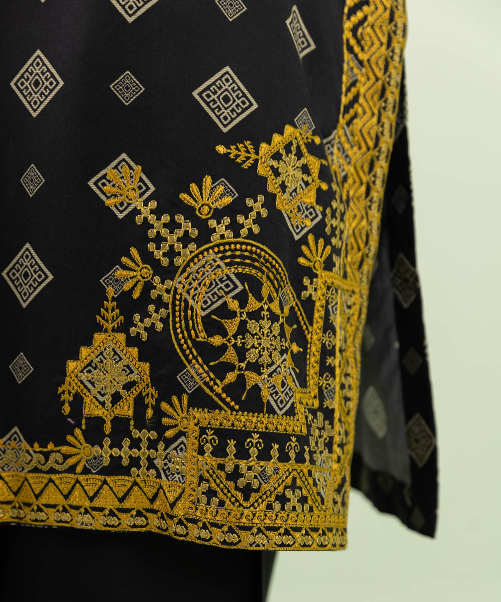 Sapphire - 2 Piece - Embroidered Cotton Satin Suit