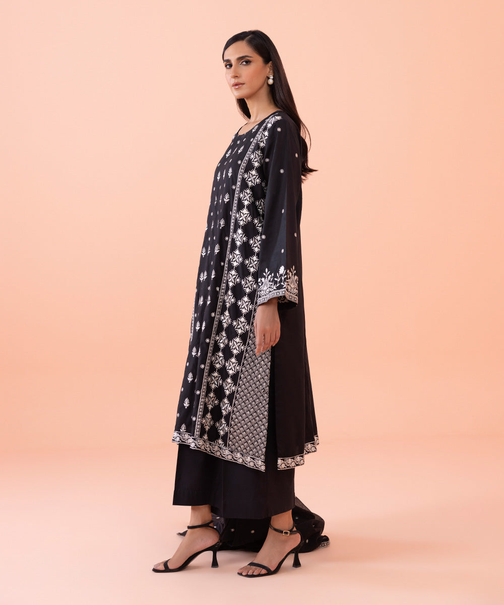 Sapphire - 2 Piece - Embroidered Cotton Satin Suit