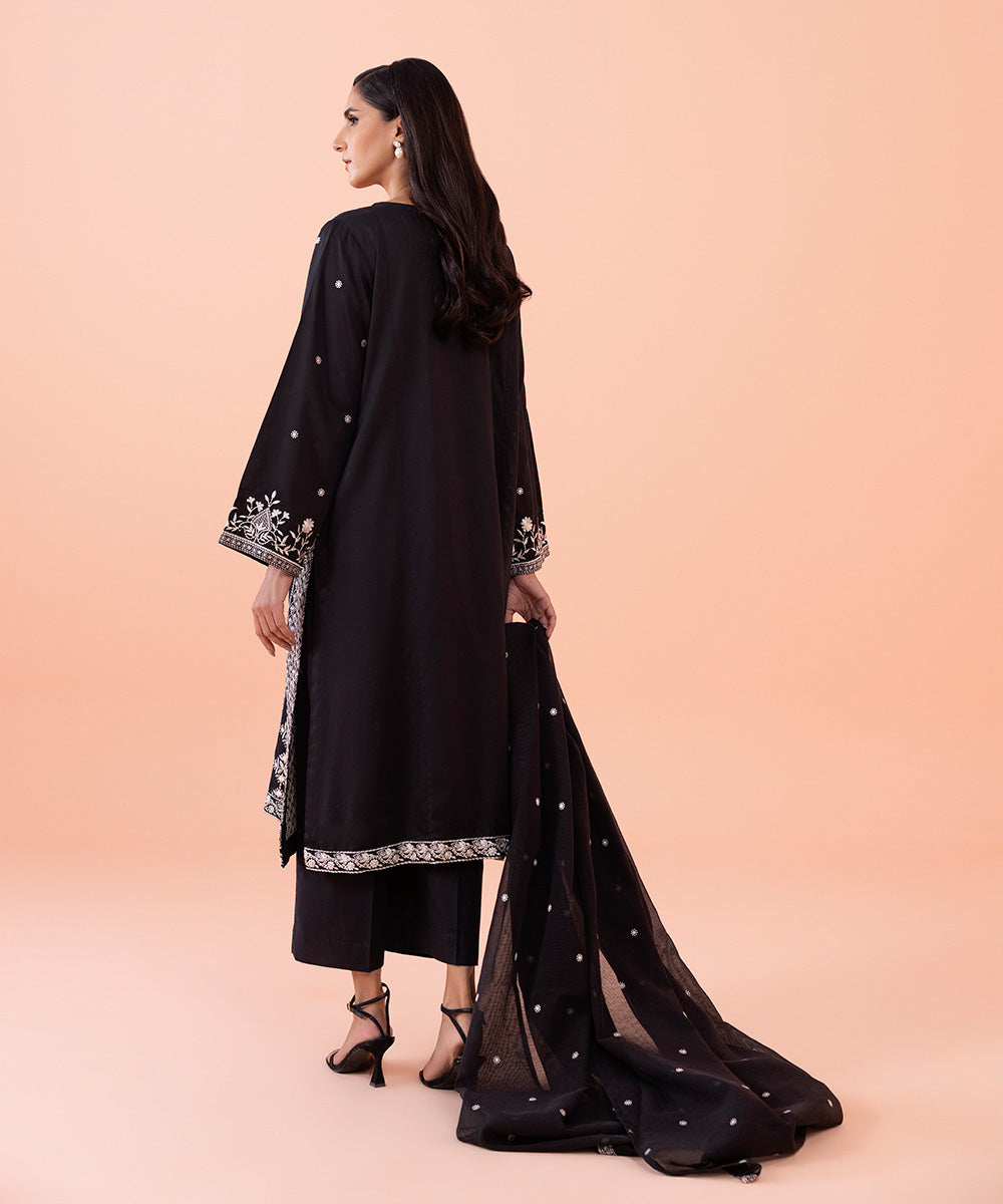 Sapphire - 2 Piece - Embroidered Cotton Satin Suit